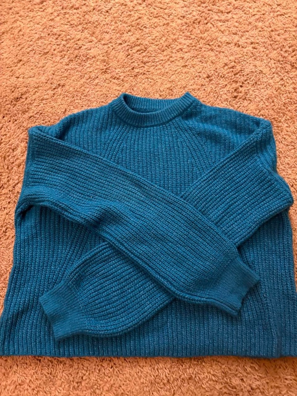 bp Bright Teal Ribbed Knit Crewneck Sweater